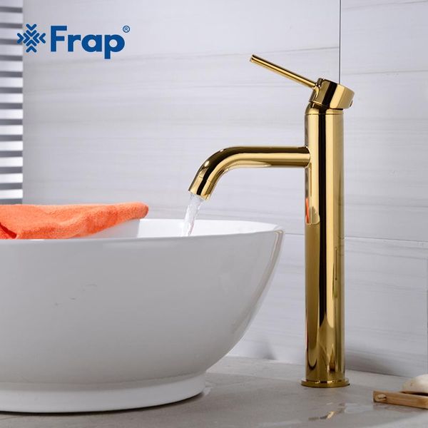 

bathroom sink faucets frap luxury golden finished brass faucet single handle cold and water tap mixer high basin y10162