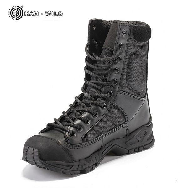 Stivali dell'esercito militare Uomo Scarpe da lavoro da combattimento nel deserto in pelle nera Stivali invernali da uomo tattici alla caviglia Uomo Taglie forti 210830