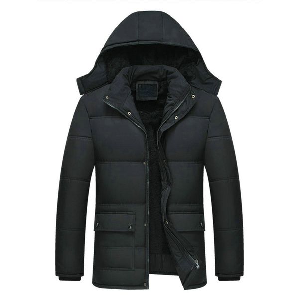 

nice men jacket coats -15 degree thicken warm winter windproof jackets casual mens parka hooded outwear cotton-padded jacket si, Black