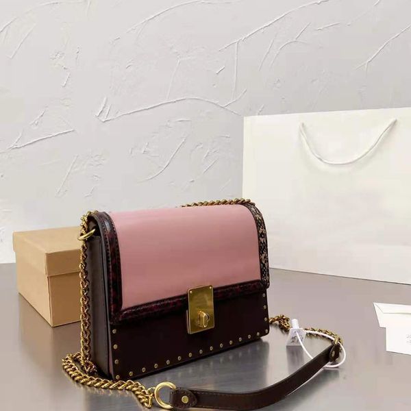 

one-shoulder hatton bags 2021 fashion color matching leather crossbody ladies luxury designer chain square bag with box