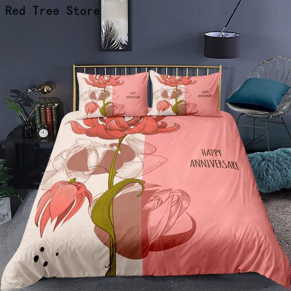 

bedding sets happy anniversary day 3d set nordic flower duvet cover bedclothes king  home textile bed linens + pillow shame