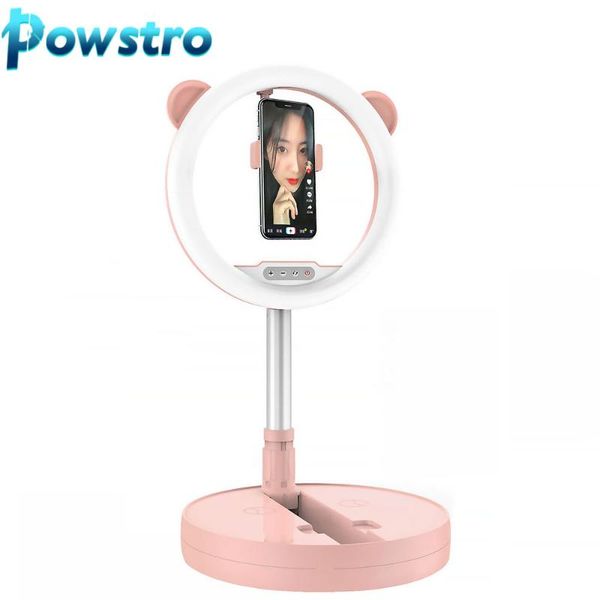 

cell phone mounts & holders dimmable led ring light selfie pograph fill with deskstand holder foldable portable anti-skip