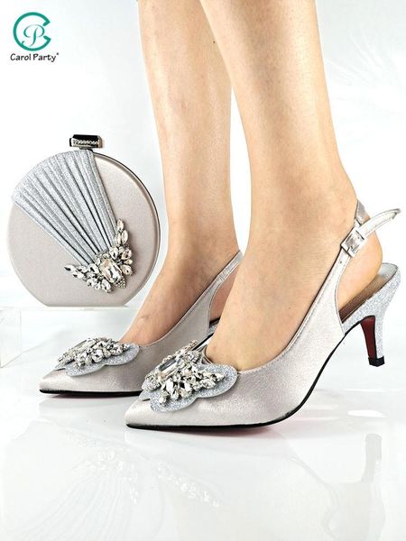 

dress shoes african selling italian design butterfly-kond style colorful crystal decoration silver color party women and bag set, Black