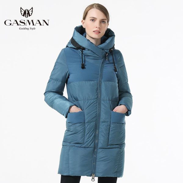 

women's trench coats gasman 2021 winter womens bio down jacket brand long coat women hooded parka fashion collection, Tan;black