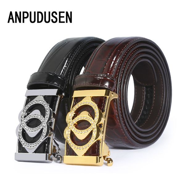 

new versatile fashion belt with diamond automatic buckle young men's crocodile creative trouser, Black;brown