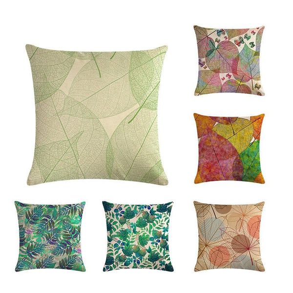 

45x45cm leaves pattern cushion cover plant printed pillowcases cotton linen colorful pillow covers for sofa office cushion/decorative