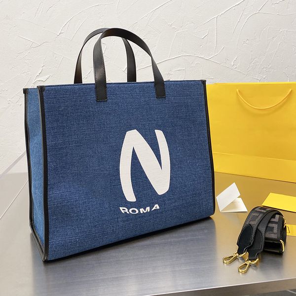 

designer women peekaboo canvas tote bag luxurys designers bags italy roma brand letters print shopping handbags large capacity denim totes b