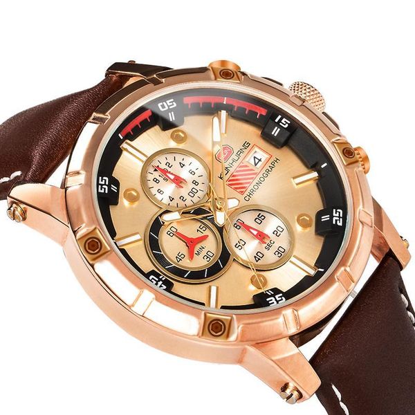 

wristwatches the men's watches quartz male luxurious atmosphere chronograph relgio masculino for friend holiday gift time, Slivery;brown