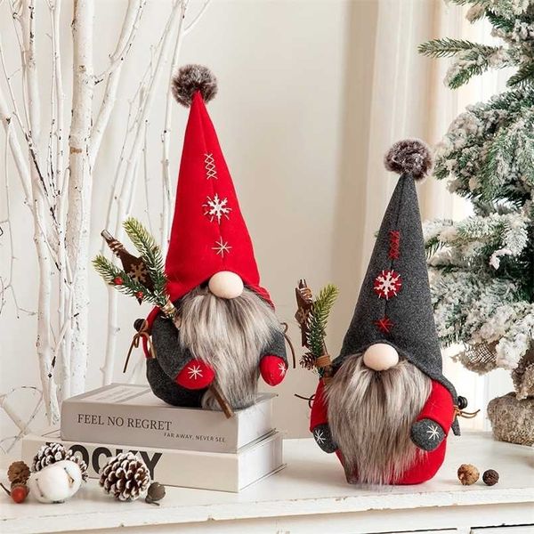 Natale Peluche Gnomo Vacanza Rosso Fatto A Mano Scandinavo Svezia Tomte Norse Bambola Da Collezione Anno Regalo Complementi Arredo Casa 211105