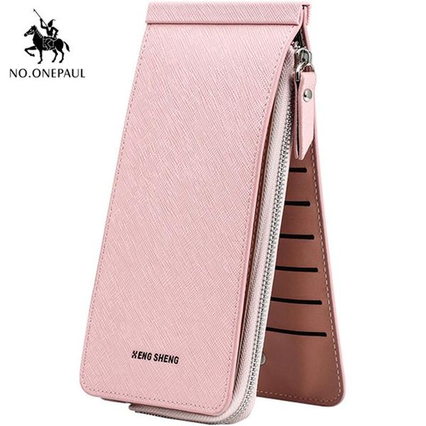 

wallets no.onepaul ladies long wallet zipper multi-card position woman european and american style mobile phone bag men's handbag, Red;black
