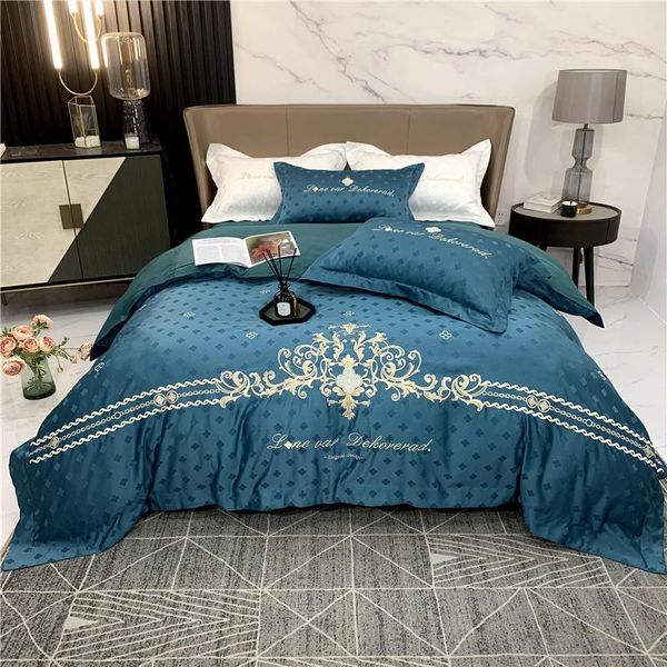 

bedding sets cotton series european dark green set b side washed silk duvet cover 60s density bed sheet 1.5/1.8/2.0m