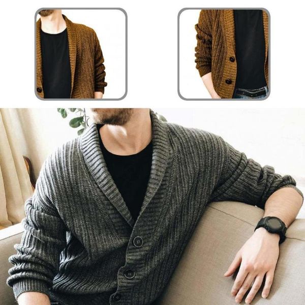 

men's sweaters simple men lapel v neck winter sweater cardigan leisure solid color for going out, White;black