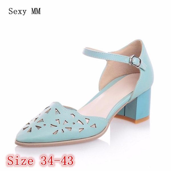 

dress shoes women square low heels ankle strap pumps woman heel oxford kitten plus size 34-40.41.42.43, Black