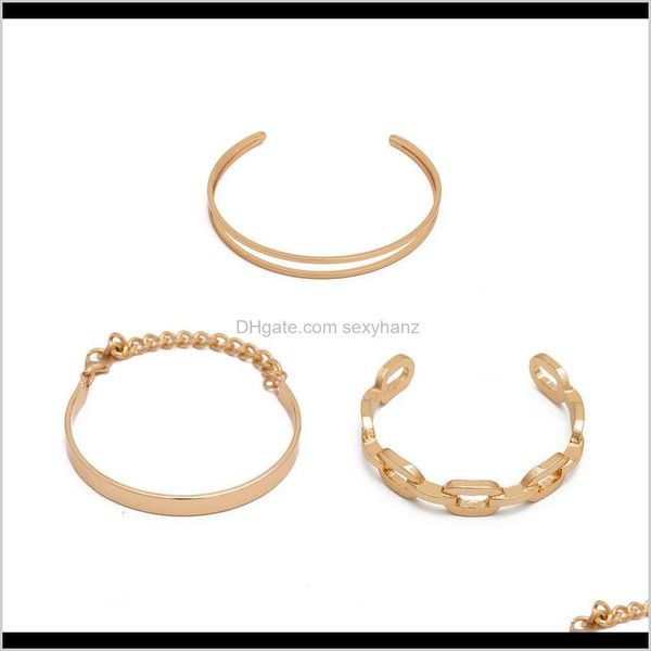 

other bracelets drop delivery 2021 jewelry simple geometry square suit hand decoration personalized metal chain mirror bracelet for women ud, Golden;silver