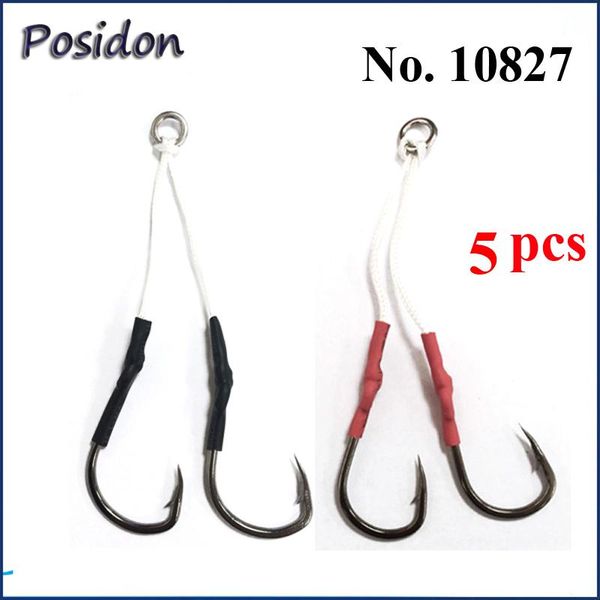 

posidon 5 pcs/pack 10827 double jig assist hooks stainless steel jigging assistant with line fishing