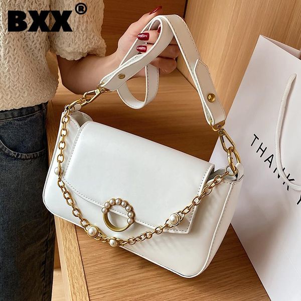 

cross body [bxx] ladies vintage pearl pu leather bags women 2021 fashion chain shoulder hand bag lady trend handbags purses cb589