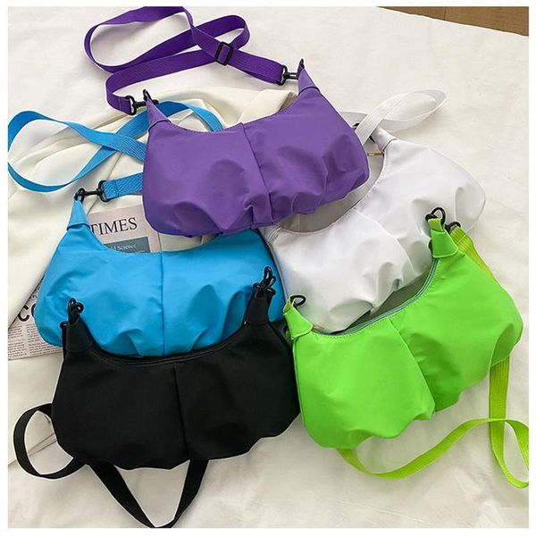 

duffel bags candy color handbag for women 2021 shopping ladies armpit bag trend simple vintage leisure purple pu casual all-match female sac