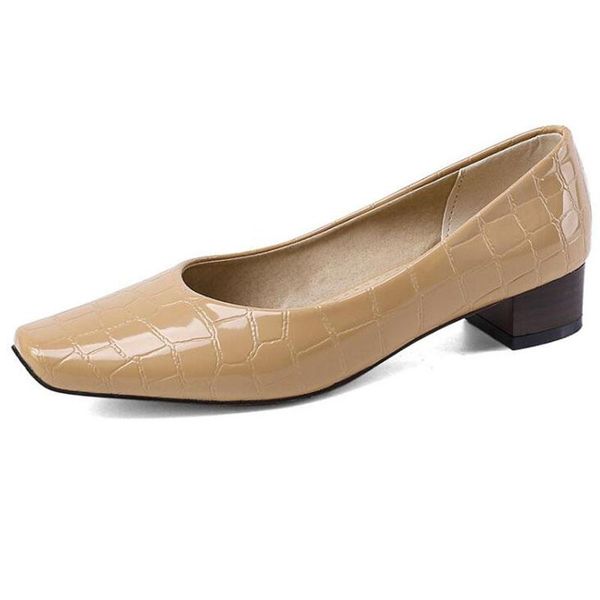 

dress shoes stone pattern plus size low heels office work woman pumps square toe boat ladies zapatos mujer bc168, Black