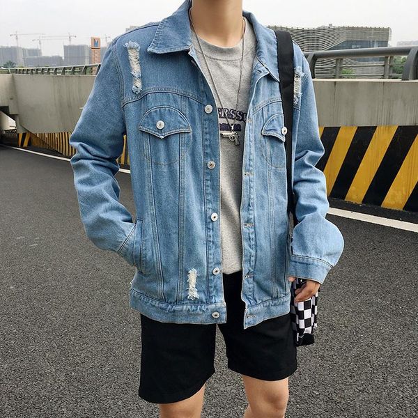 

men's jackets men large size cotton hole style denim jacket teen student asian m-5xl, Black;brown
