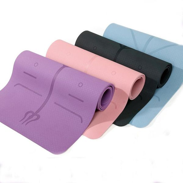 

yoga mats tpe mat with position line non slip carpet fitness gymnastics 183cm*61cm 6 mm (beginner) gym ,bag