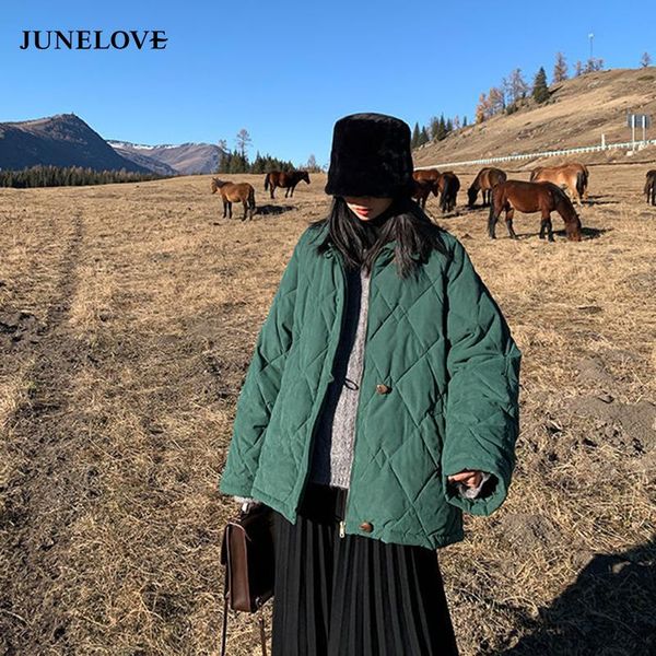 

women's down & parkas short style womens thicken solid turn-down collar zipper loose coats korean stylish all-match casual design chic, Black