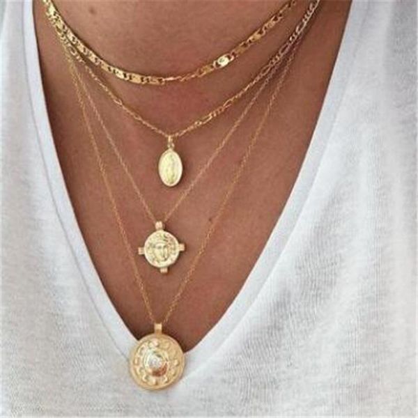 

pendant necklaces necklace for women oval heart disc layer boho statement, Silver