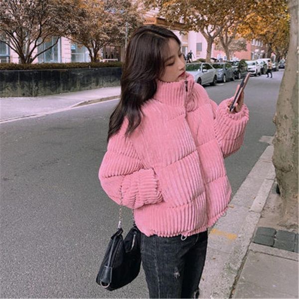 

snow wear cotton corduroy coat women 2021 winter thicken warm short jacket female outwear parkas women's jackets, Black;brown