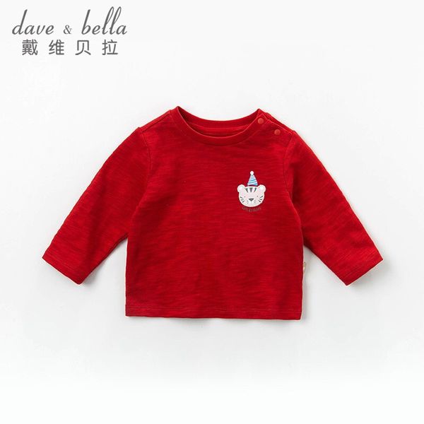 

davebella spring children's and boys' cotton long sleeve t-shirt baby's red 110cm (recommended height 100-110cm), Blue