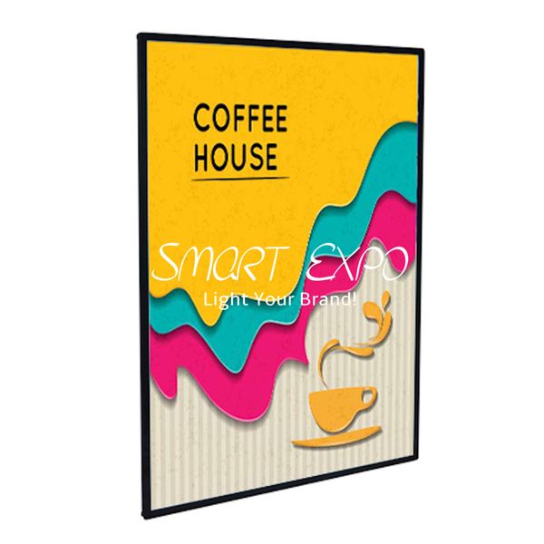 

retail supplies store large poster display light box high-end quality ultra-thin frame graphic insert style wooden case packing
