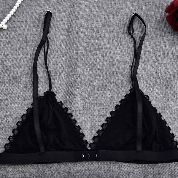 

bras french style bralette seamless deep v lace bra wireless thin underwear lingerie soft push up for women 2, Red;black