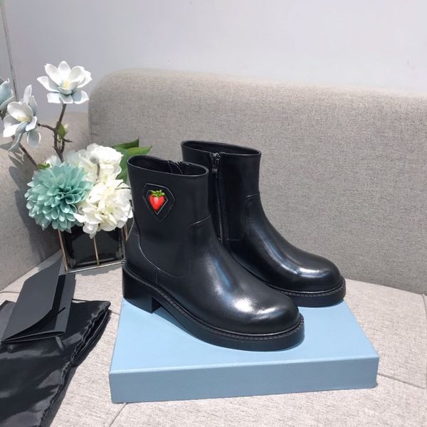 

bare boots famous brand women's shoes end lulu 97 autumn winter new leather round head martin british versatile triangle label black th
