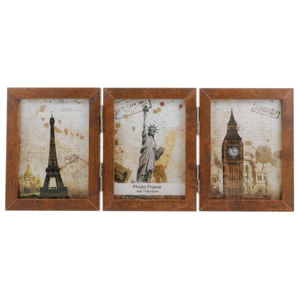 

1pc tri-fold po frame wooden picture deskdecor for home office frames