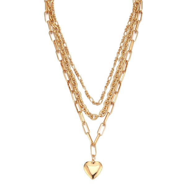 

multi-layer necklace love pendant necklace fashion short clavicle chain, Silver