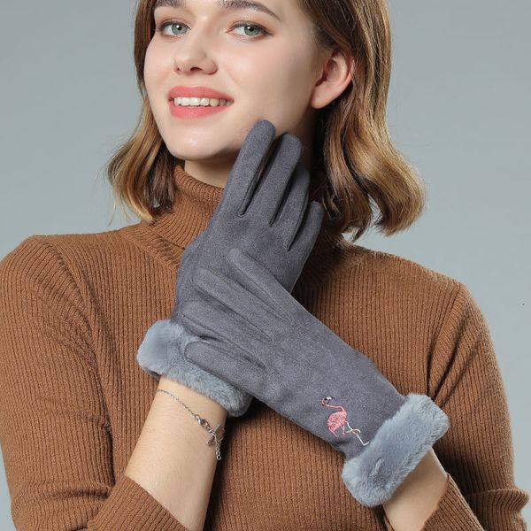 

gloves k1n082 warm touch screen winter wind proof suede, Blue;gray