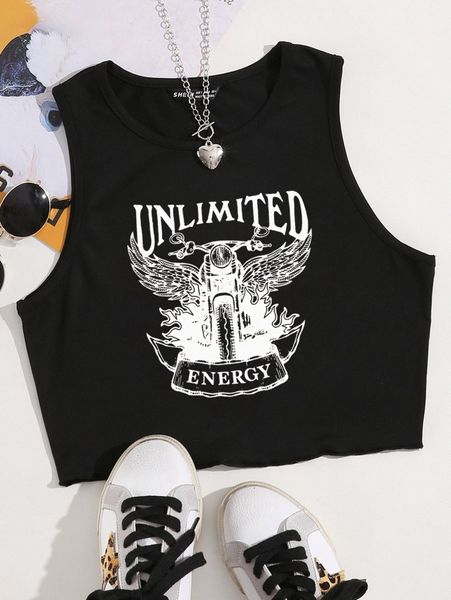 

motorcycle and letter graphic tank m2ep#, White