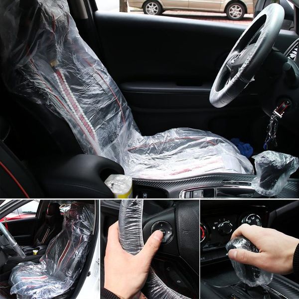 

steering wheel covers universal 10/20/50pcs car cover seat lever for disposable plastic