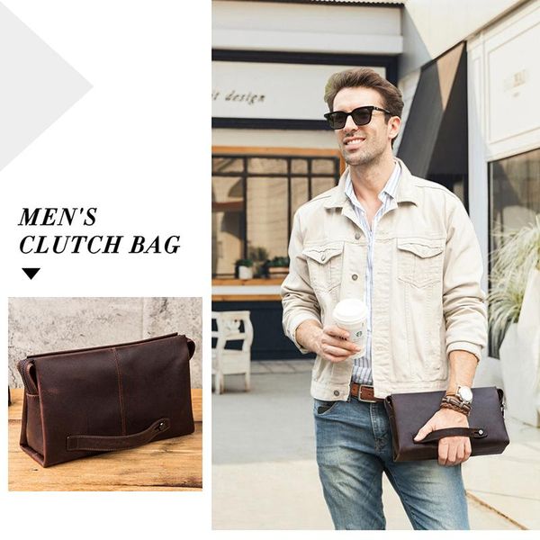 

men clutch bag large capacity genuine leather wallets cell phone pocket coded lock design business long purse gift for male, Red;black