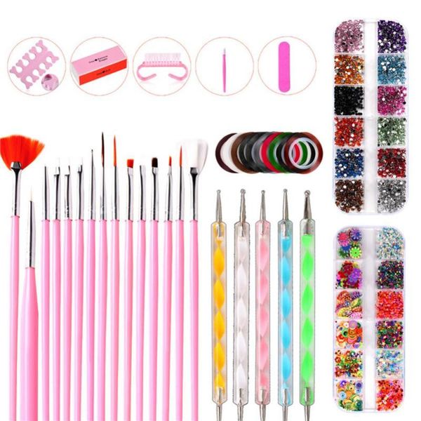 

nail art kits 50% manicure tools drill dot diy drawing painting dotting pen polishing buffer file brush set