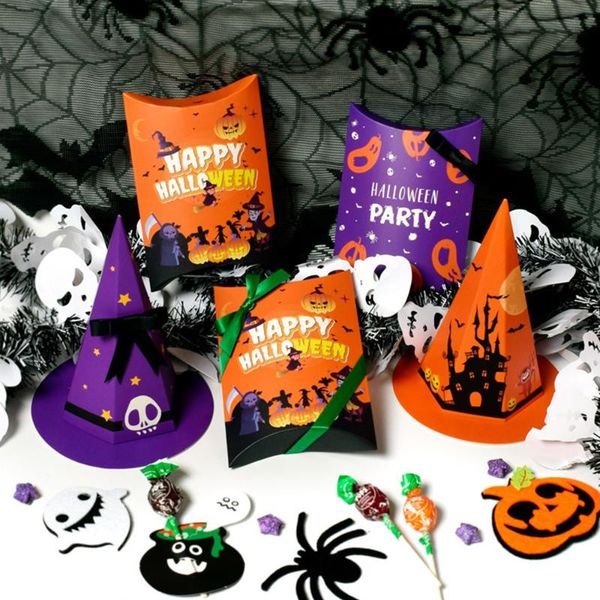 

gift wrap 2021 halloween party biscuit candy packaging children gifts cartoon pumpkin vampire pillow box 50 pcs