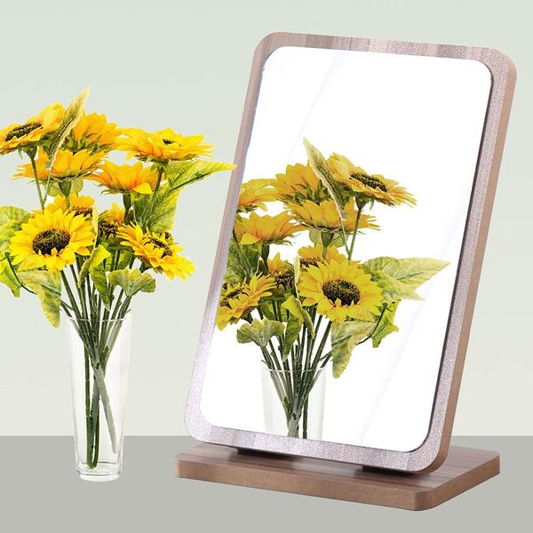 

europe solid wood makeup decorative mirror retro desk90 degree rotating single hd counter display vanity craft mirrors