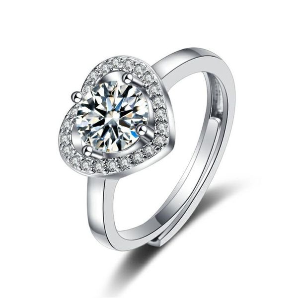 

cluster rings heart-shaped s925 silver ring for women moissanite luxury diamond 520 girlfriend lover couple gift, Golden;silver