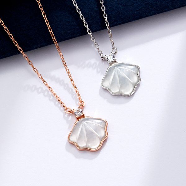 

baolaida s925 sterling sier necklace women's luxury xiaozhong 2021 shell pendant short clavicle chain, White