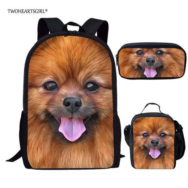 

school bags twoheartsgirl cute pomeranian print bag sets cool child kids bagpack 3d primary junior children bookbags mochila escolar