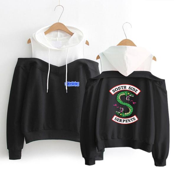 

women's hoodies & sweatshirts harajuku kawaii off shoulder clothes hoodie woman south side tracksuit hip hop hooded streetwea, Black