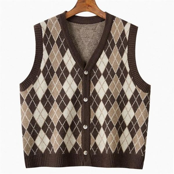 

women's vests argyle sweater vest women autumn winter y2k clothes england preppy style sleeveless waistcoat knitwear chalecos para muje, Black;white