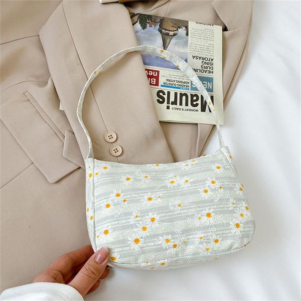 

fashion shoulder bags for women daisy print cotton ladies handbags phone coin armpit bag female casual totes shopping bolsos