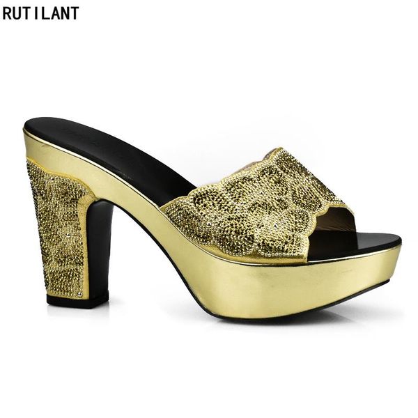 

dress shoes latest gold color italian ladies high heels pumps rhinestones large size 37 to 43 quality slip on women party, Black
