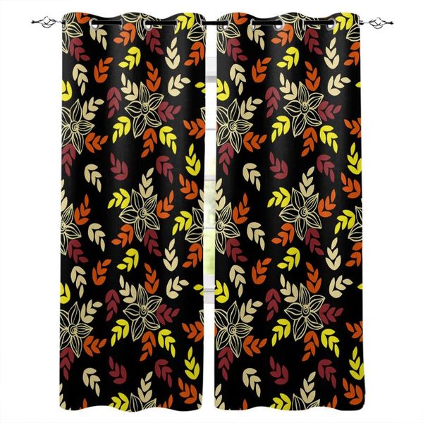 

colorful leaves flowers window curtain bedroom decor panels living room luxury home & drapes