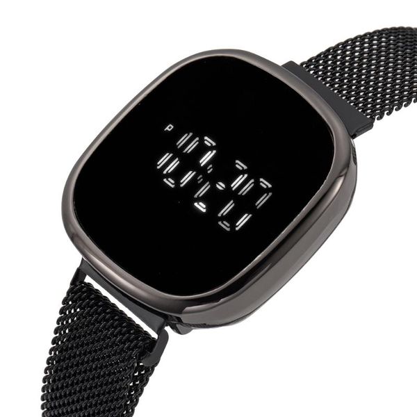 

wristwatches 2021 led men watches luxury sqaure digital watch for electronic clock stainless steel military wristwatch relogio masculino, Slivery;brown