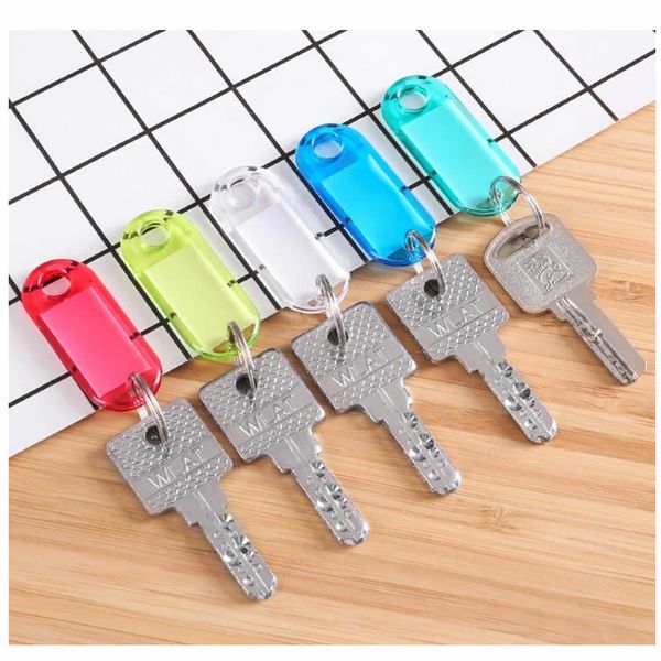 

10pcs plastic keychain id key tags labels key chains key rings numbered name baggage for baggage, Silver